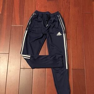 Adidas Kids Blue Joggers with White Stripes